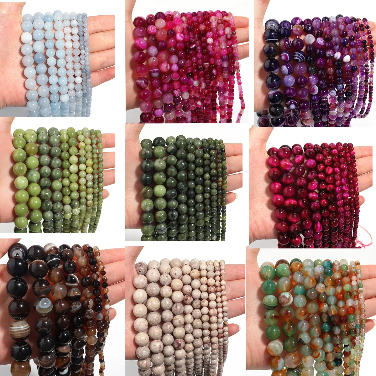 1 Strand/Lot Green Southern Jade Beads Natural Stone Beads for Jewelry Making DIY Bracelet Necklace Jewelry Accessories Wholesal