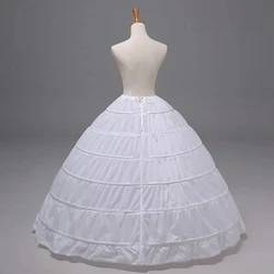 Vestido de Noiva Branco com 6 Aros, Anágua Crinolina, vestido de baile, Underskirt, Cintura Ajustável, 1 Camada, Roupa Interior, Em Estoque, 6 Aros