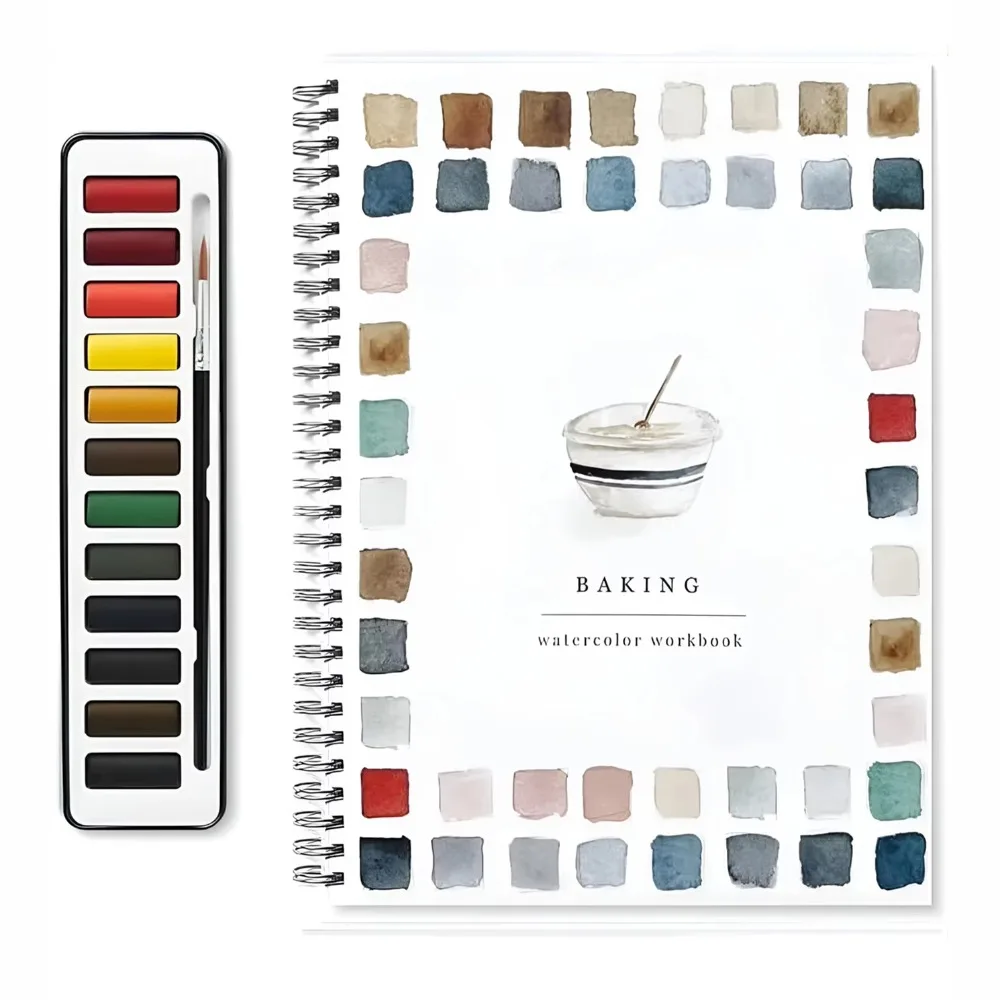 

Beginner-Friendly Watercolor Workbooks with Paint Brush Novelty 12 Colors Watercolor Paint Set Painting Art Crafts Graffiti Book