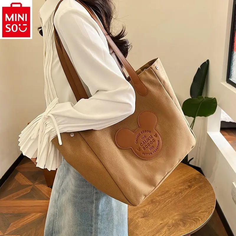 

MINISO мультфильм Диснея Микки большая емкость мягкая Холщовая Сумка Студенческая Повседневная сумка через плечо Joker