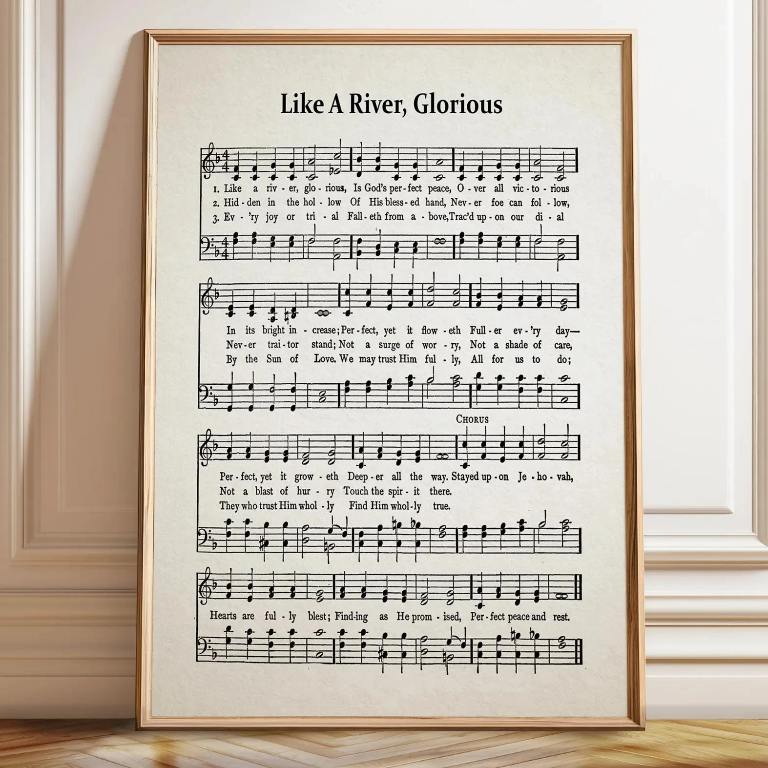 Like A River Glorious Hymn Sheet Music Hymn Sheet Wall Art Poster Hymn Sheet Print Old Hymn Music - Poster, and Canvas Print