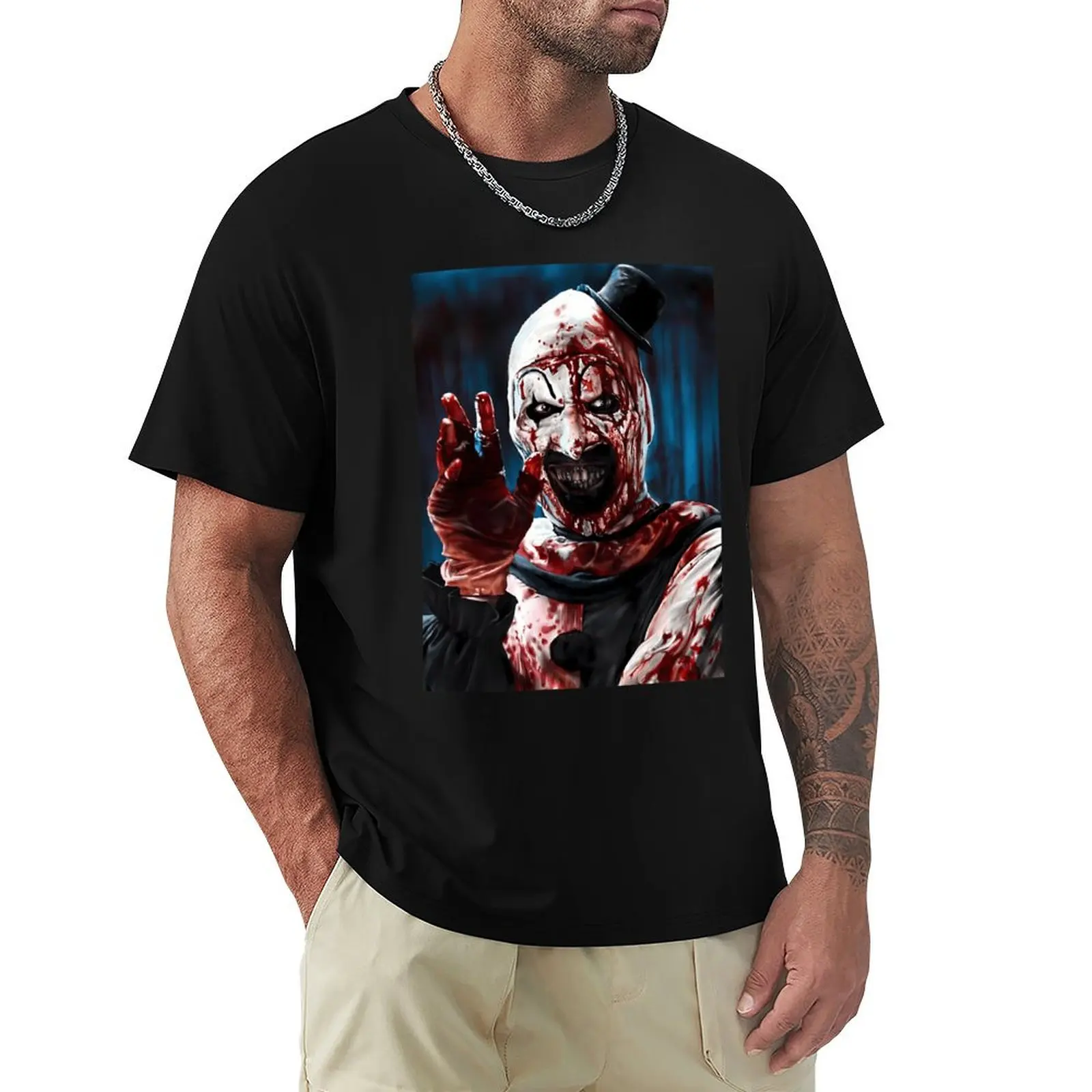 The Clown Drawing Art T-Shirt cotton t-shirt plain for man package T-Shirt