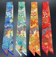 2026 Brand Design Zebra In Flowers Women Scarf Luxury Silk Scarf Fashion Hair Headband Foulard Skinny Bag Scarves Neckerchief