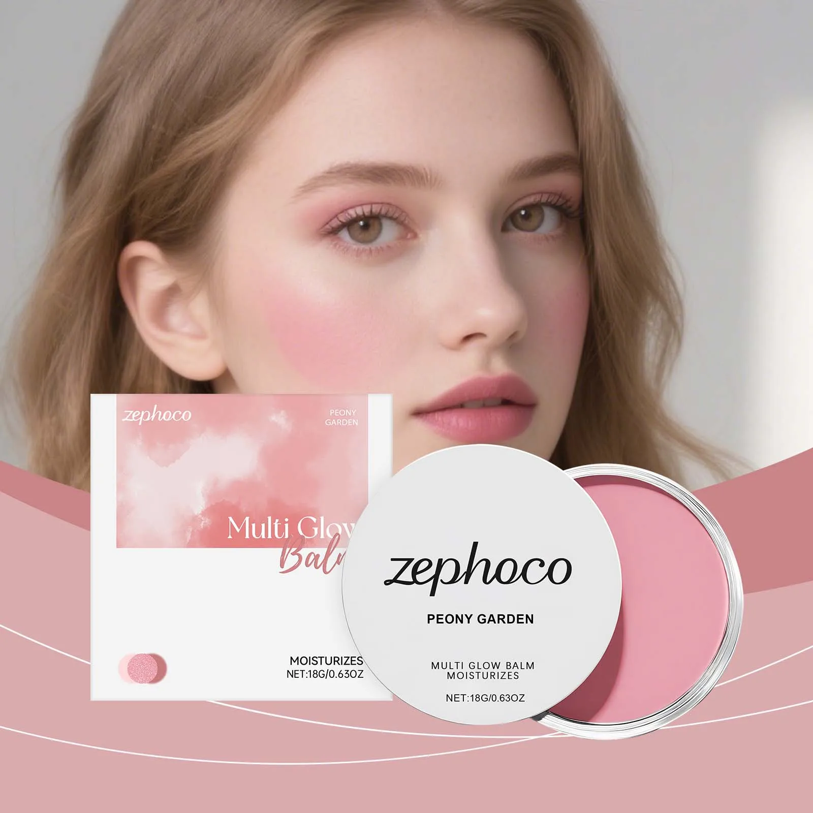 

Peony Garden Blush Cream Natural Look Evens Skin Tone Fine Lightweight Fit Transparent Vibrant Color Enhances Cheek Glow