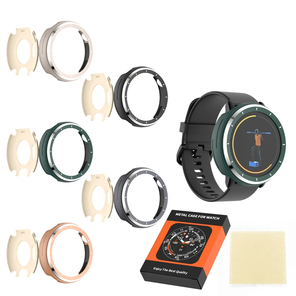 

For Garmin Vivoactive 6/active 6 Smartwatch Metal Case Bezel Case Solid Color Replacement Hard Case