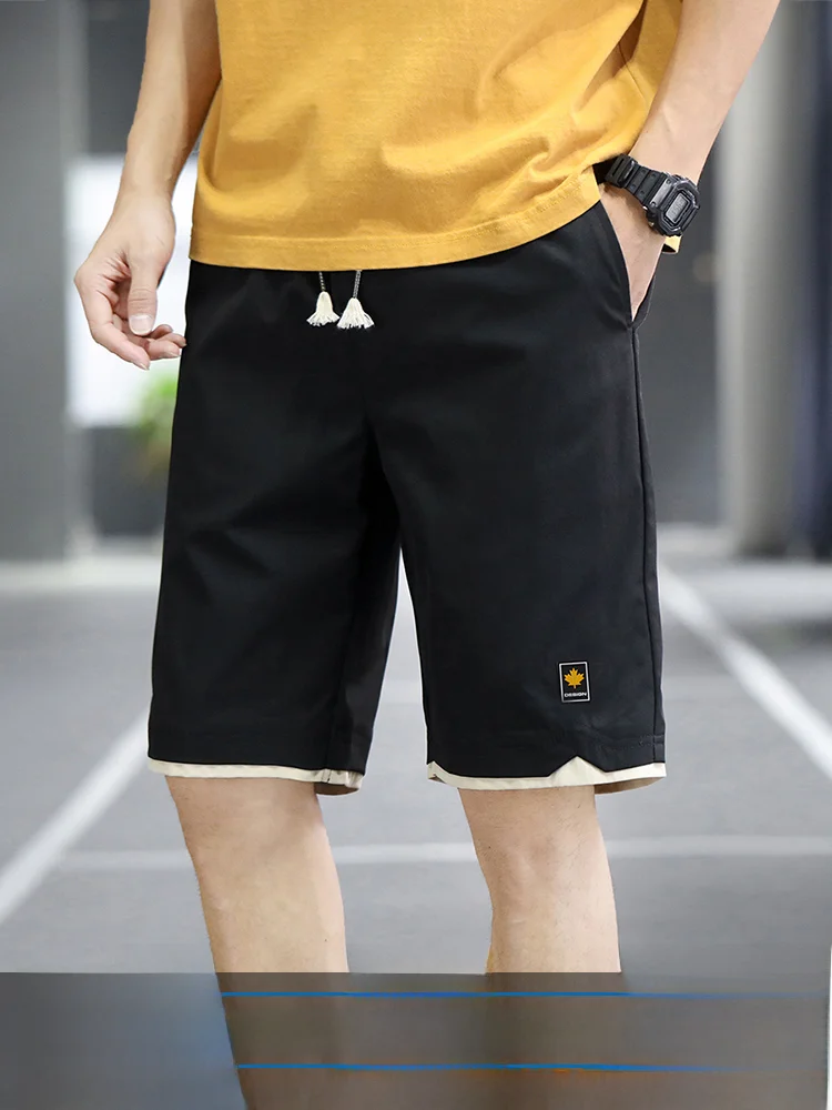 

Мужские летние свободные брюки Paul из ледяного шелка, прямого кроя, больших размеров, тонкие, повседневные, длиной до колена, молодежные, модные