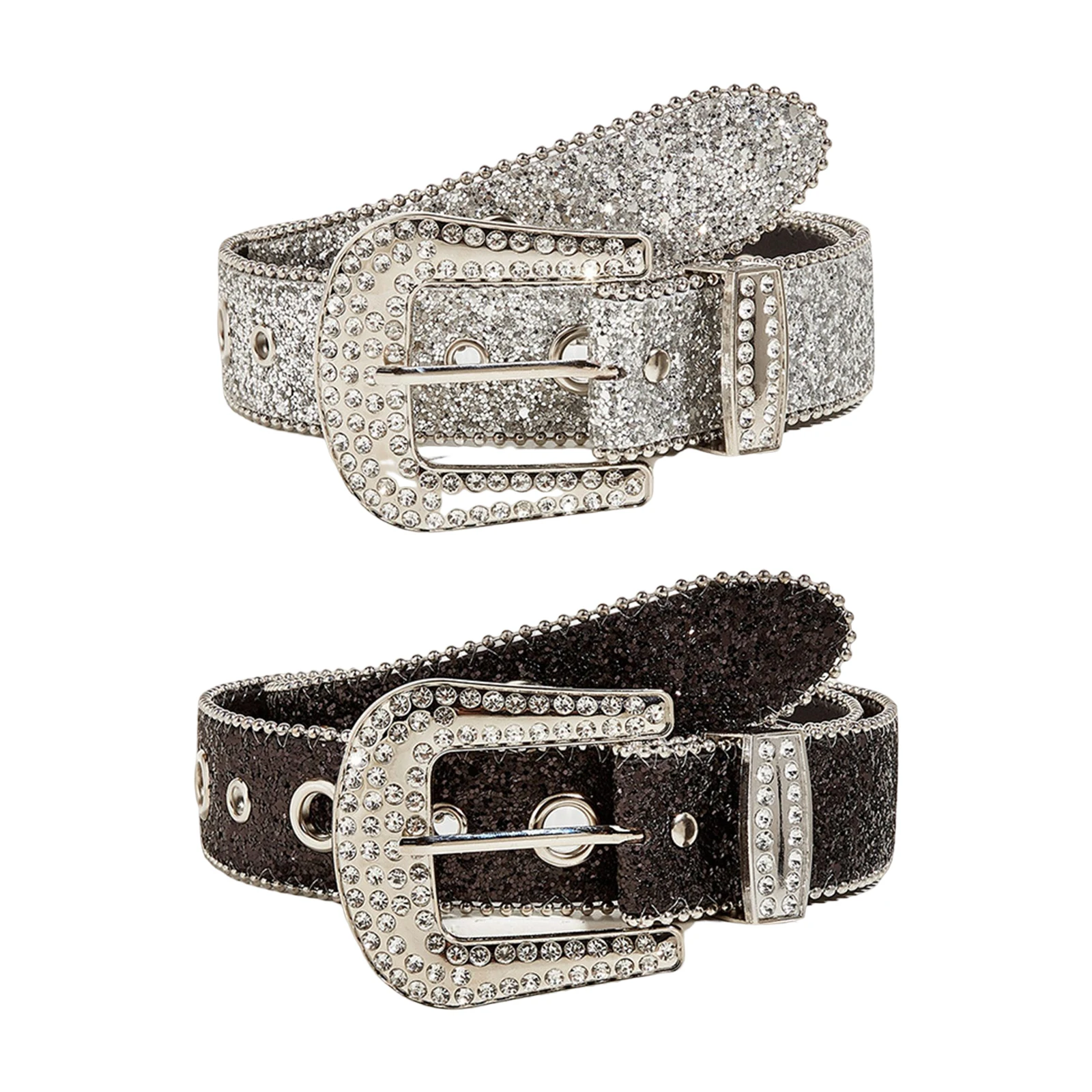 

Rhinestones Belts Women PU Leather Straps Waist Belt Shinning Waist Band Fashion Belt Decoration Western for Jeans Men Girls