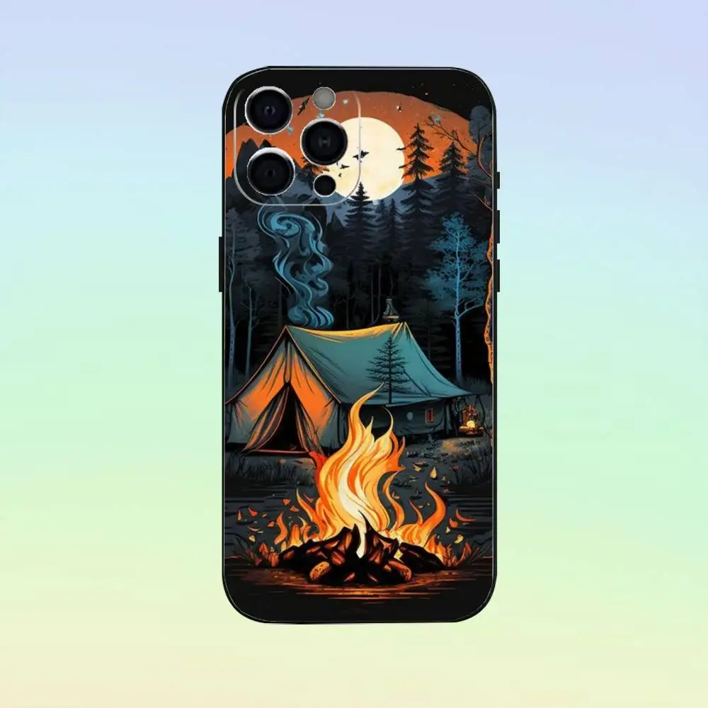 Etui na telefon do użytku na zewnątrz, na kempingu, do iPhone'a 17, 16, 15, 14, 13, 12, 11, miękki silikonowy czarny pokrowiec