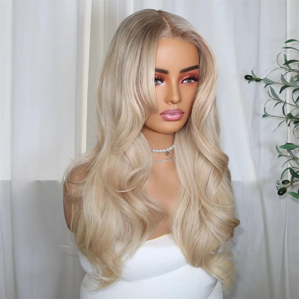 Ombre Creamy Blonde Synthetic HD Lace Front Wig High Quality Heat Resistant Fiber Wig Natural Preplucked Hairline with Baby Hair