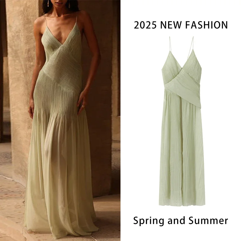 

BWQ сексуальное платье с открытой спиной и глубоким v-образным вырезом, женское тонкое однотонное платье с высокой талией, вечерние макси-платья без рукавов