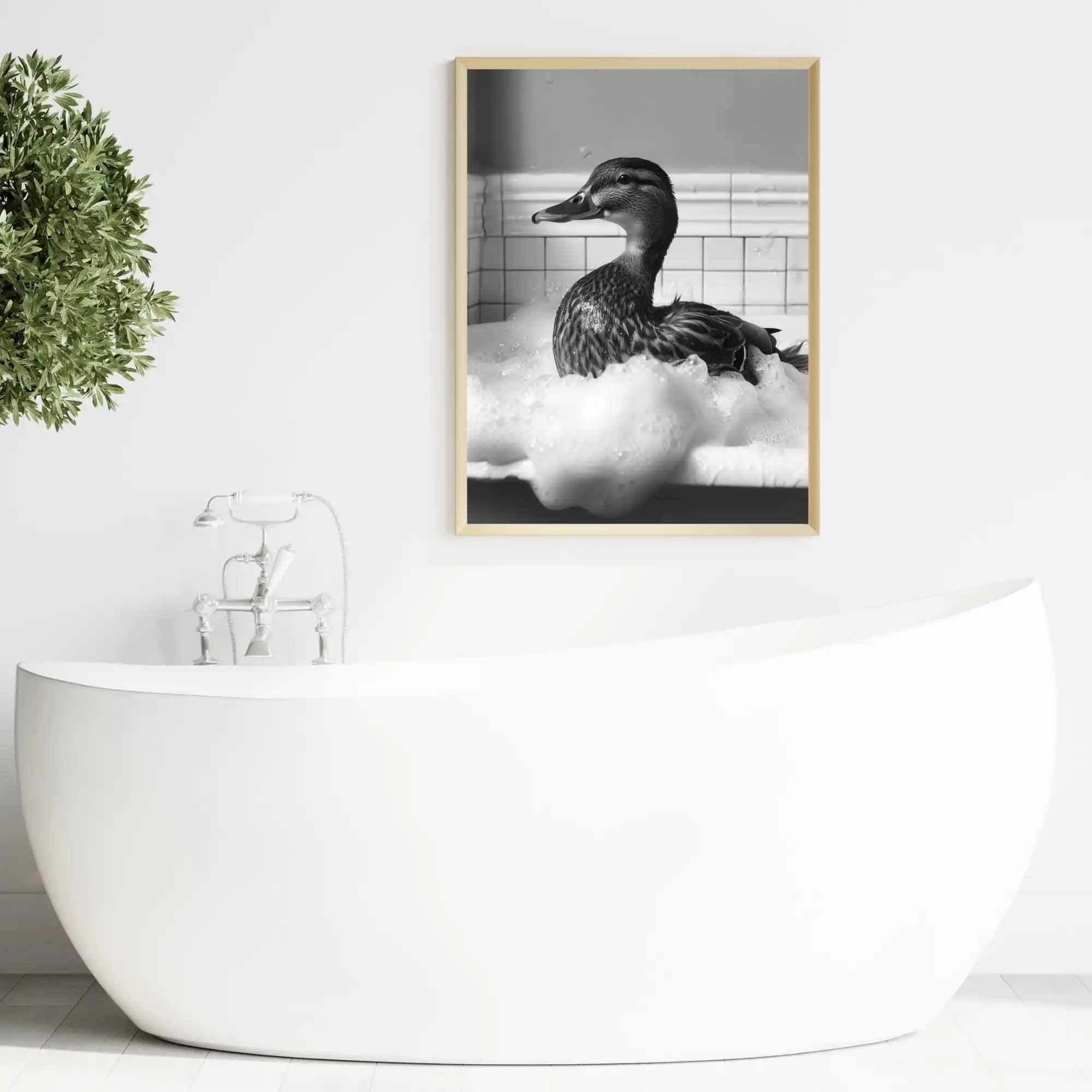 Funny Animal in Bathtub Black White Monkey Horse Posters and Prints Canvas Printing Wall Art Picture for Modern Bathroom Decor