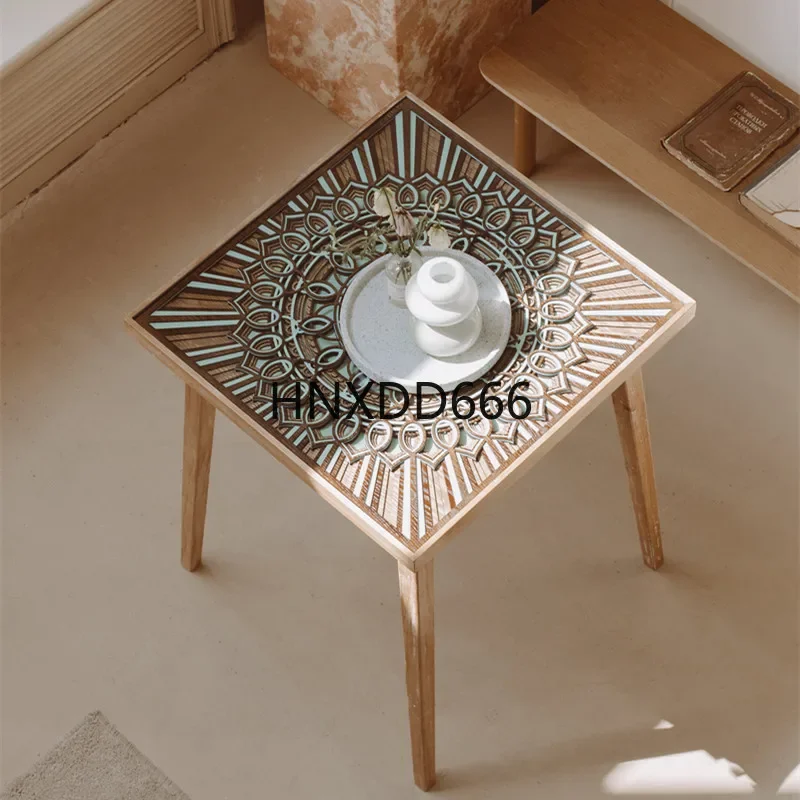 Solid wood stacked square table small apartment dining table