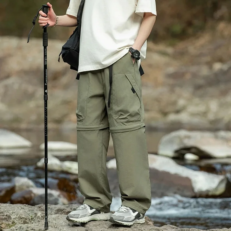 

Men's Waterproof Hiking Pants Spring Summer Quick Drying Short Trousers Men Detachable Breathable Fishing Camping Pants