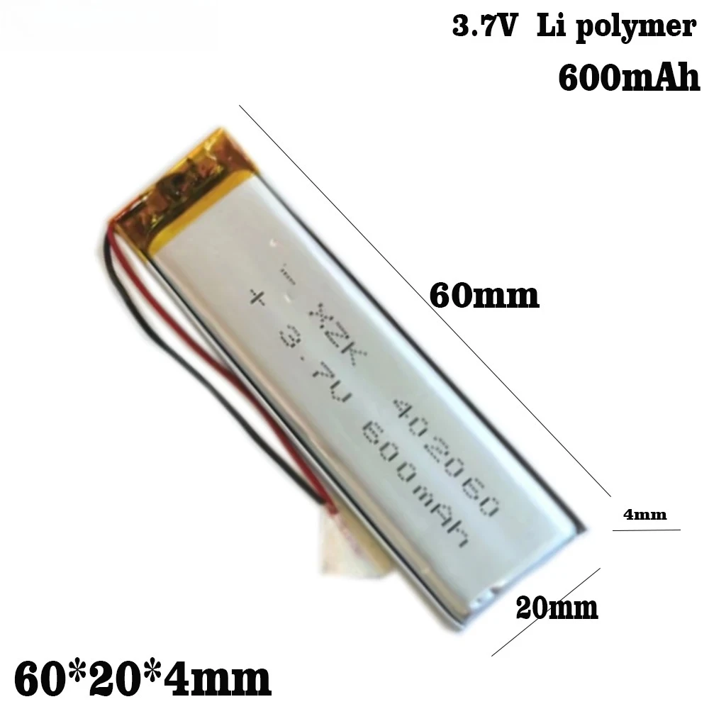 1-12pcs 402060 3.7V 600mAh Lithium Polymer Li-po li ion Battery For Sound recorder beauty instrument laser code printer Mp3 MP4