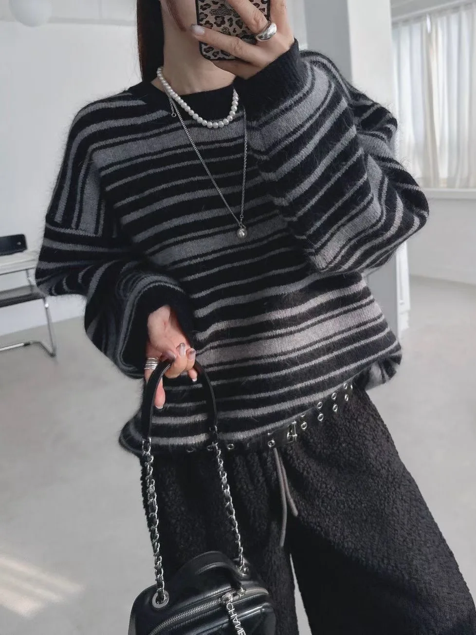 الرجعية شيك ليوبارد طباعة تريكو سترة المرأة Faion تنوعا تصميم الخريف الشتاء الدافئة لينة النسيج تخفيف جاهز #4