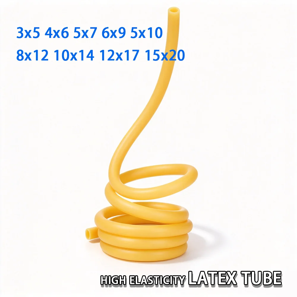 1-50M Latex Rubber Hoses Yellow ID 3/4/5/6/8/12/15mm High Resilient Go Fishing Tube Elastic Fitness Band for Slingshot Catapult