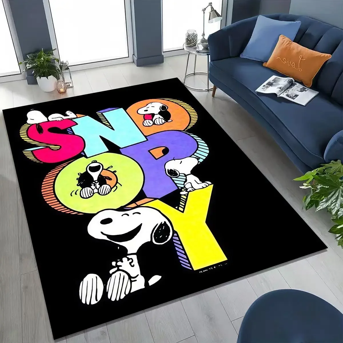 

3D Cute Snoopy Dog Peanuts Art Cartoon Art Rug for Bedroom Living Room Sofa Home Doormat Decor, Large Kids Non-slip Floor Mat