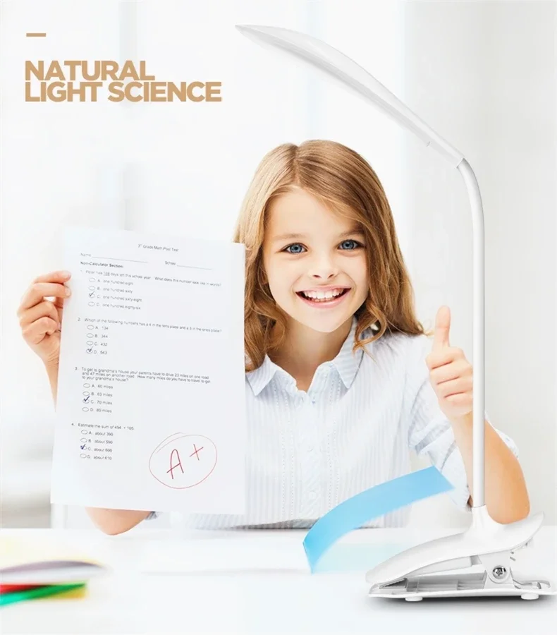 USB Table Light 14 LED Eye Protection Night Lights Desk Lamp Portable Book Light with Clip