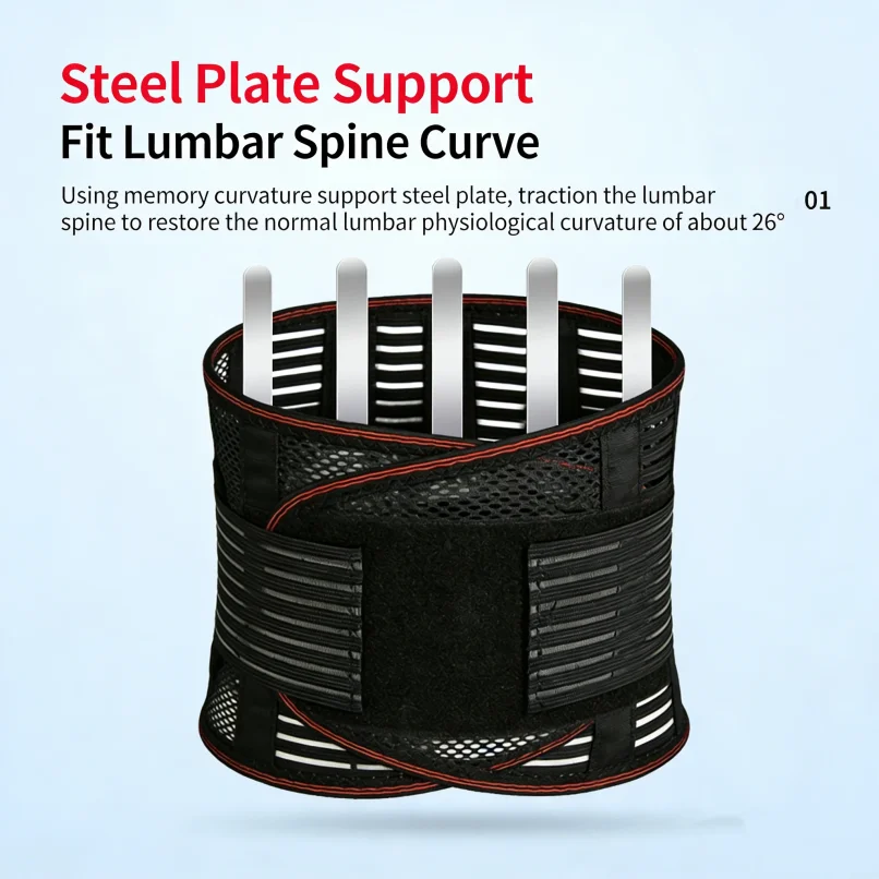 Adjustable Lumbar Support Belt Breathable Mesh Lower Back Brace Waist Pain Relief Spine Support for Office Workers
