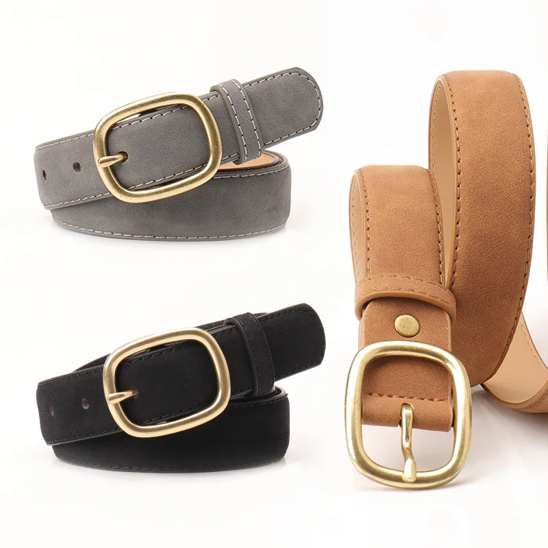 

New Fashion Retro Women's Belt Korean Edition Trendy Bronze Needle Buckle Belt Women's Versatile Jeans Pants Belt