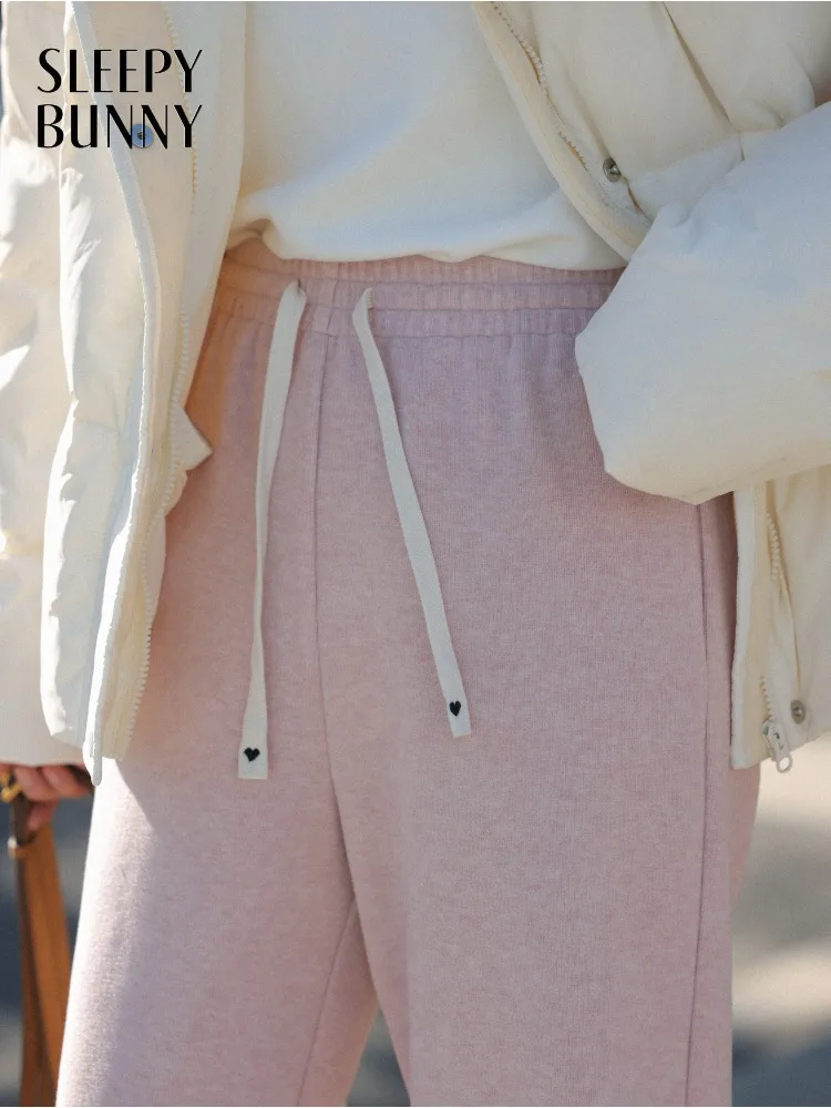 

High Waist Knit Lounge Pants for Women Thick Warm Wide Leg Trousers Casual Winter Straight Pants Cozy Knitwear for Petite Ladies