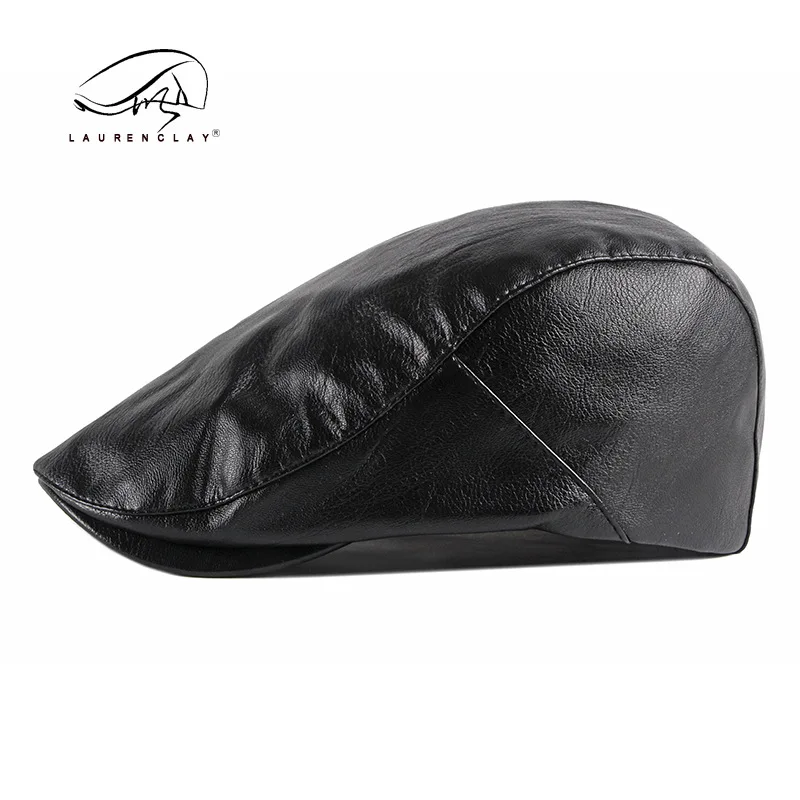 Men Beret Hat Pu Leather Adjustable Newsboy Hats Cabbie Gatsby Flat Driving Caps  Vintage 57-59cm