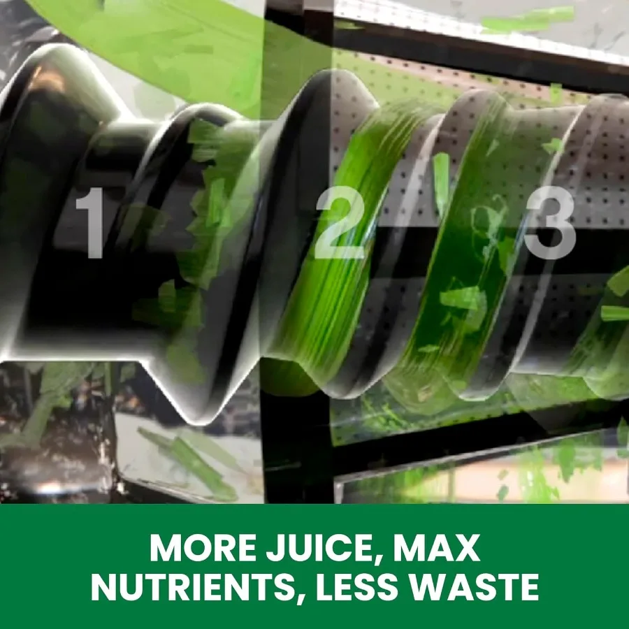 آلة عصارة بالضغط البارد للاستخدام المنزلي: مستخرج عصير الخضار والفواكه الفعال مع تقنية المضغ البطيء ثلاثية المراحل