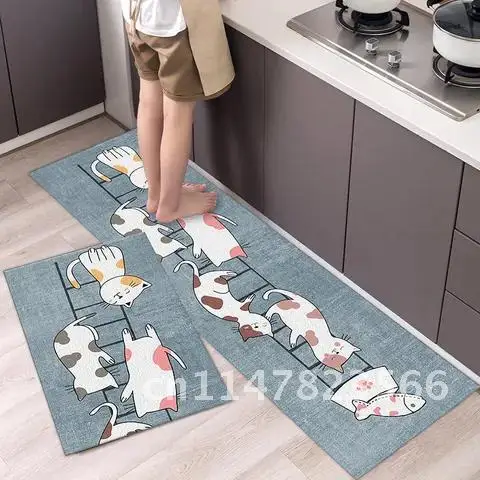 Fashionable Simple Nordic Style Kitchen Floor Mat Household Carpet Long Strip Door Mat Modern Home Decor