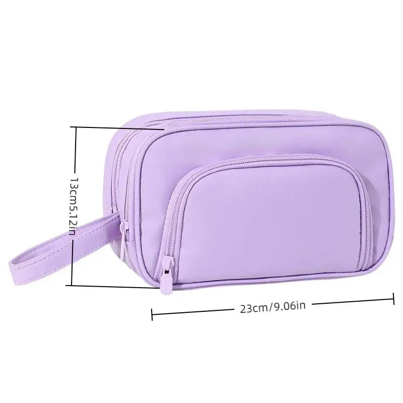 Kawaii 3-Schicht-Federmäppchen mit großer Kapazität, Schüler-Federmäppchen, Schulschreibwaren-Box, einfarbige Make-up-Aufbewahrungstasche – Detail 5