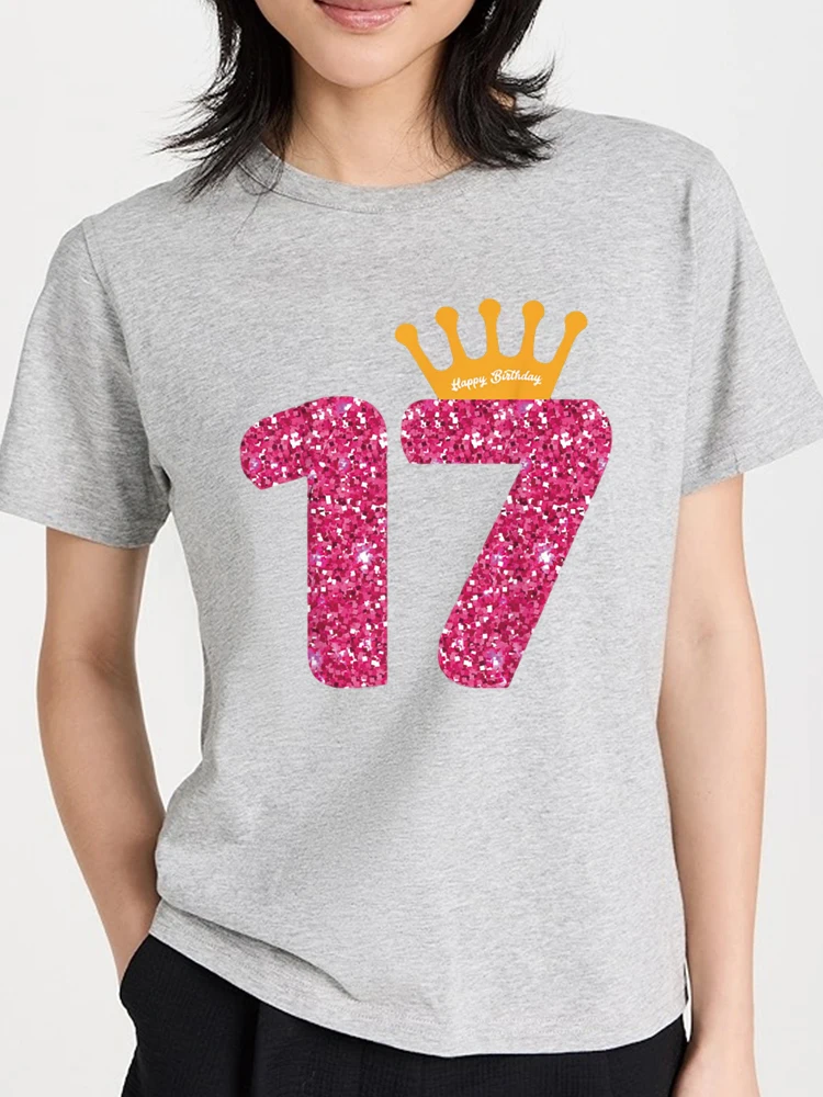 Happy Birthday Shirt, Girls 17th Party 17 Years Old Bday t-shirts for women graphic tees funny graphic tees for women