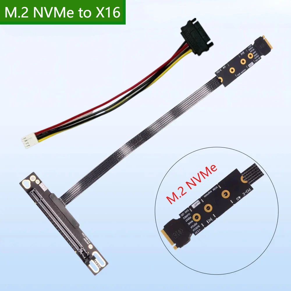 

High Speed PCIe 4.0 X4 90 Angled PCI-E x16 16X To M2 M.2 M-Key Key M SSD Hard Drive Adapter Gen4 GPU Motherboard Extender es CPU