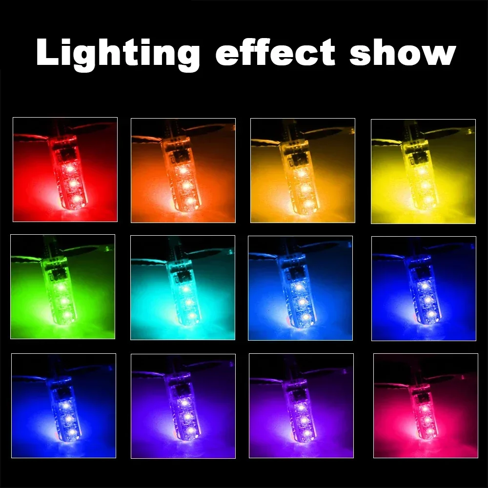 1set Memory Function T10 W5w RGB LED Bulb Remote Control Car Interior Lighting Reading Wedge Dome Trunk License Plate Light 12V