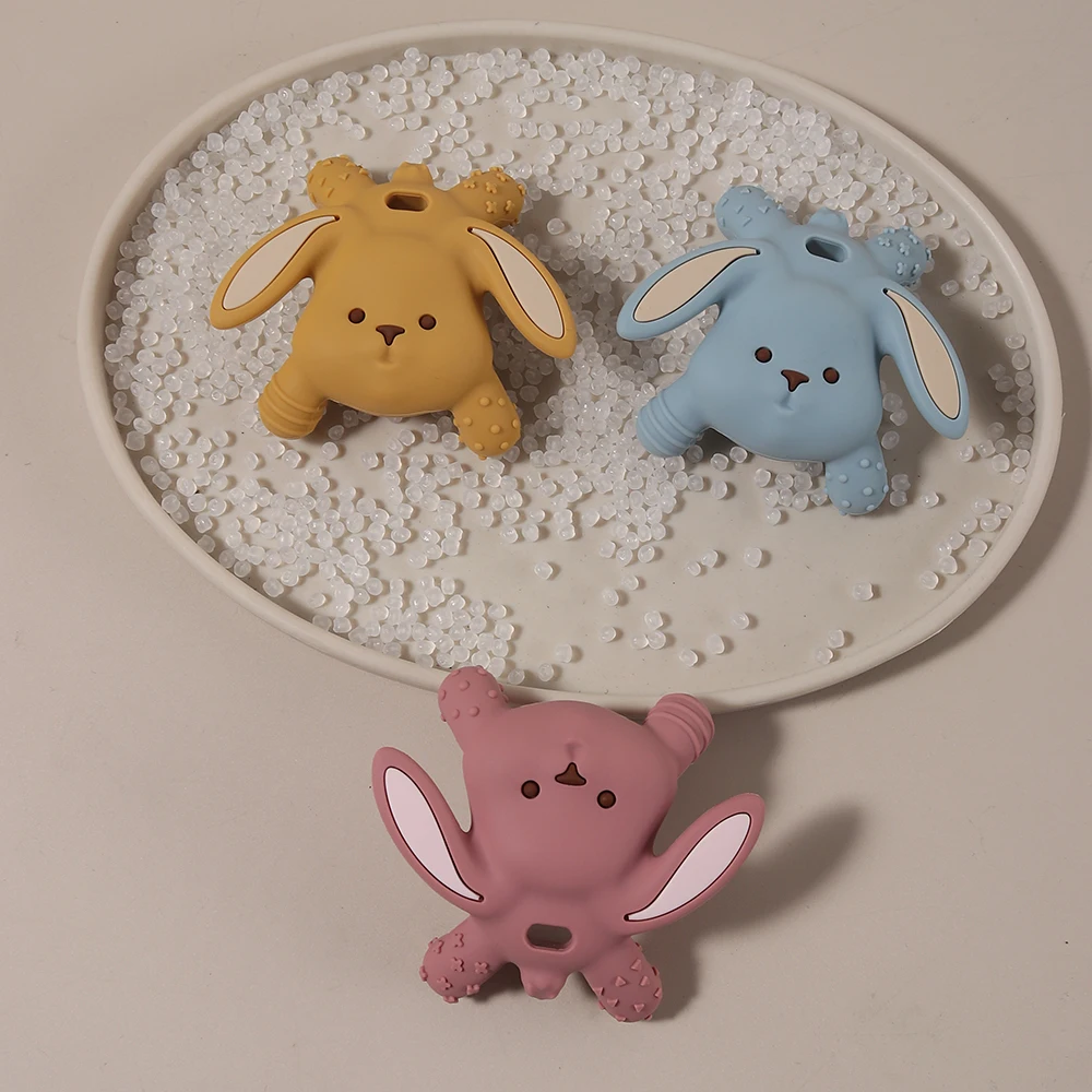 Baby Silicone Easter Bunny Teether Food Grade Safe Teether Cute Cartoon Nursing Teething Toy Teething Gift Oral Care view 3