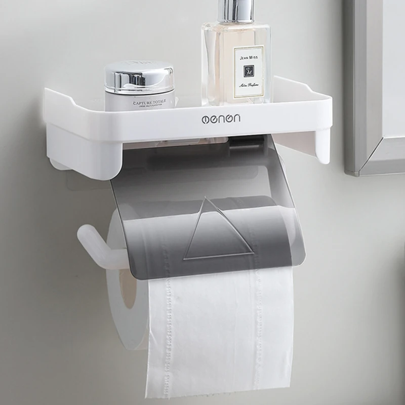 Tissue Organizer Wall-mounted Waterproof Multifunction Without Drill Top Sundries Storage Bathroom Accessories Toilet Shelf