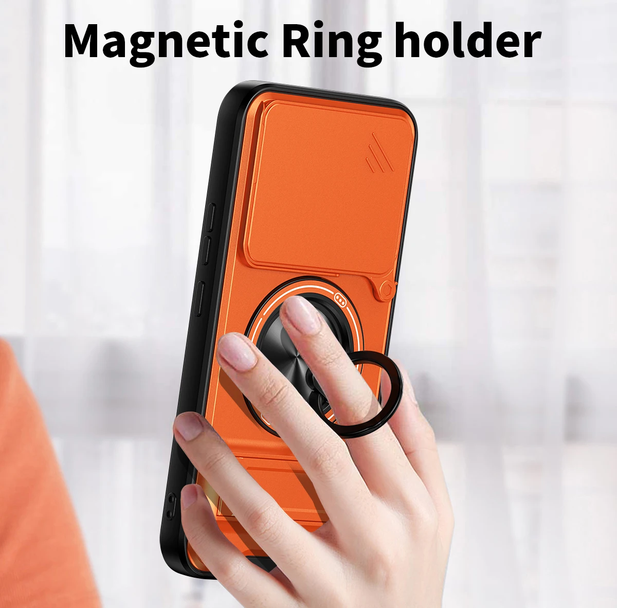 Lens Slide Cover For Xiaomi 15T Pro Redmi A5 13C Poco M7 Plus C65 C71 X5 Pro Ring Stand Built-in Magnetic Car Mount Case