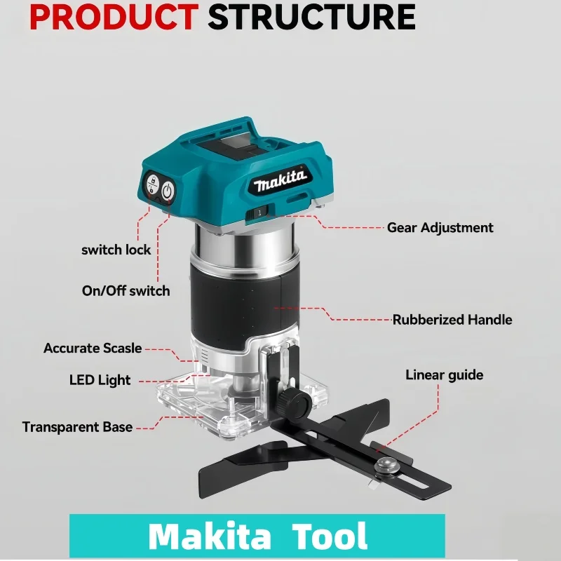 Makita 18V Battery Compatible Cordless Trimmer DRT50 Rechargeable Brushless Trimming Machine Slotting Tool for Home Improvement