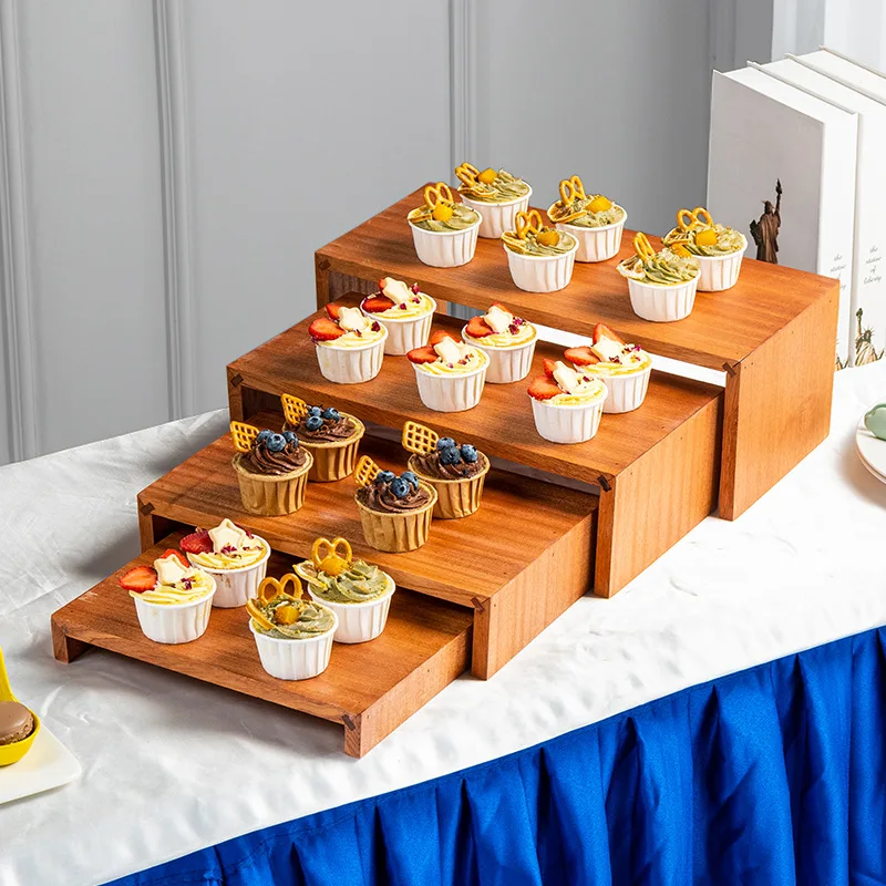 

Suitable for Chinese dessert table ornament display stand Wooden coffee break table buffet table Cake dessert Pastry shelf
