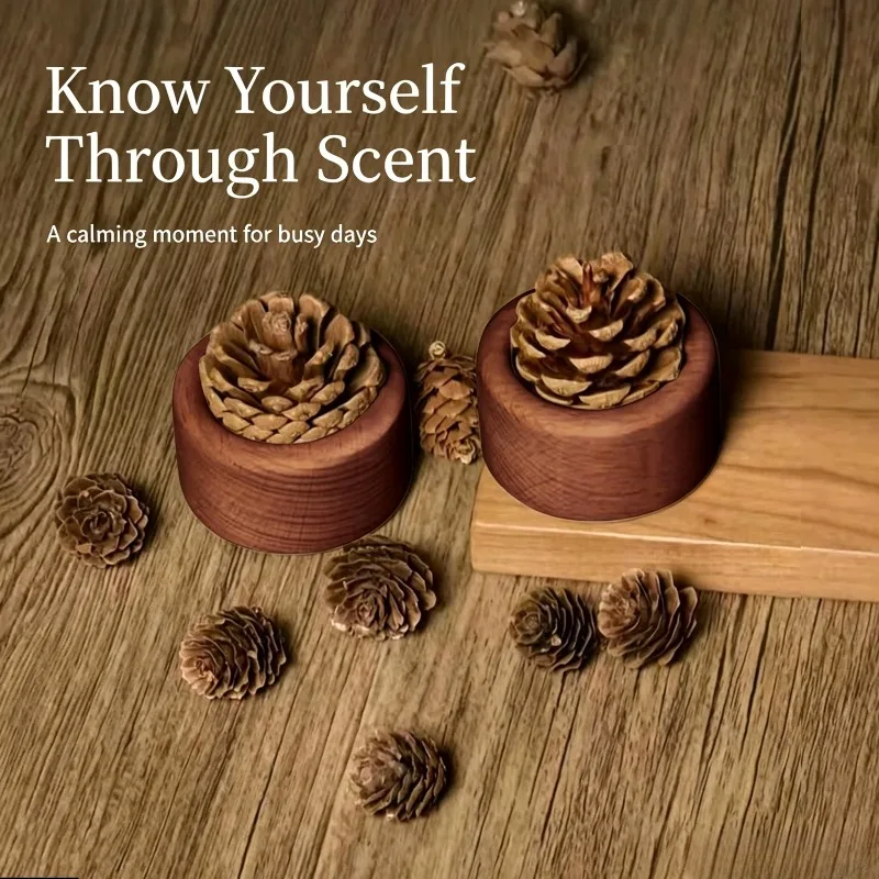 Pine Cone Wood Diffuser No‑Fire Aroma Decor Desktop Ornament Car Fragrance Essential Oil Diffuser