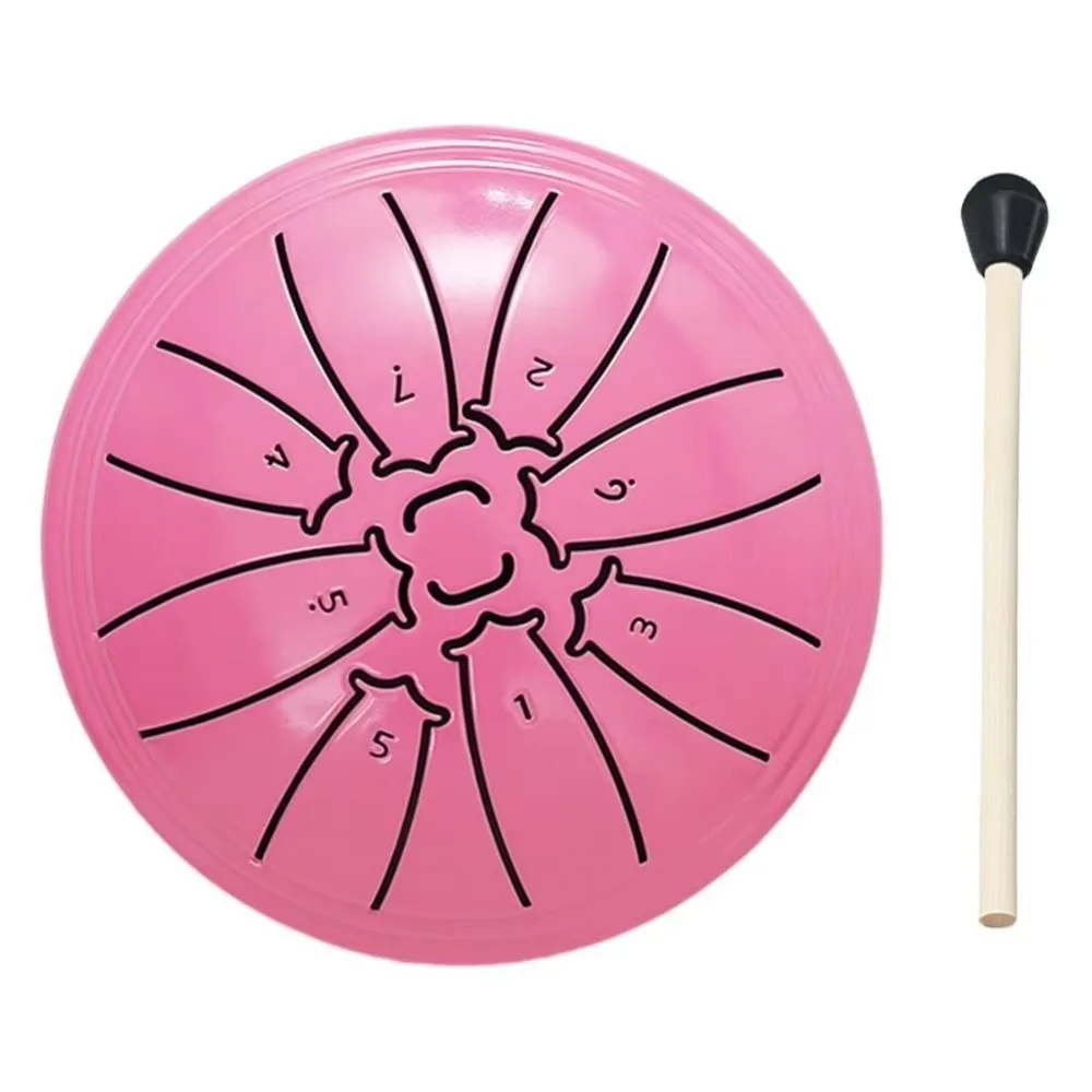 4 Inch 8 Notes Steel Tongue Drum Set Ethereal Sound Hollow Mini Hand Pan Drums with Drumsticks Multicolour
