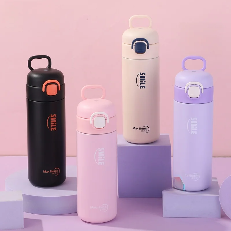 

Portable Student Thermal Cup 304 Stainl Steel Bouncing Water Bottle Children's St Cup Double Insulation Beverages Conta...