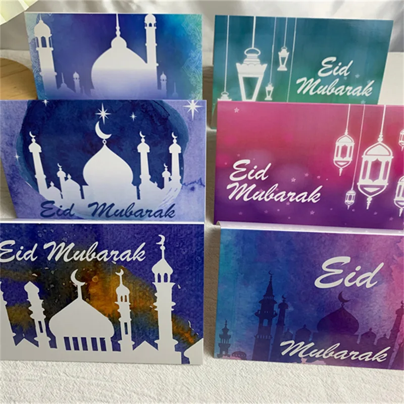 Islamic Festival Eid Mubarak Eid Al-Fitr Greeting Card Message Card Gift Card Greeting Card 6 Different Styles As A Set