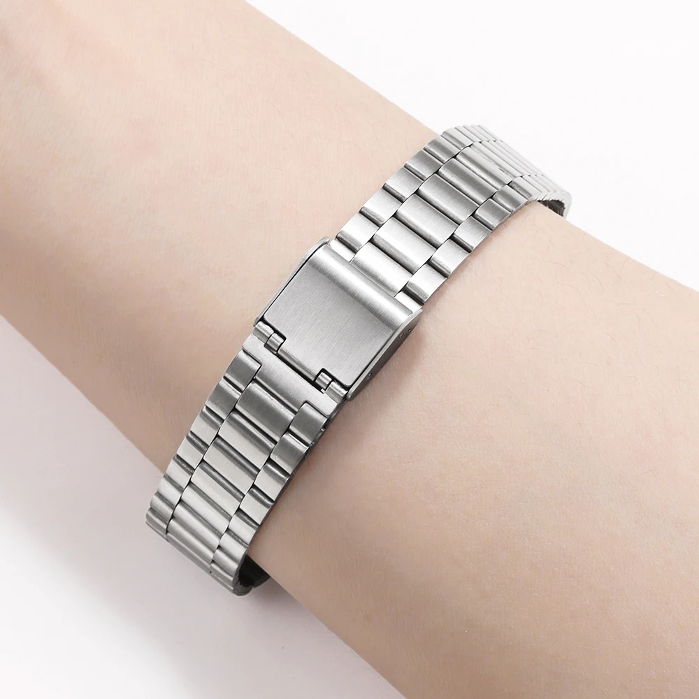 Pulseira de relógio para casio F-91W f105 f108 a158w a168 ae1200 ae1300 substituição pulseira de metal 18mm pulseira de aço inoxidável