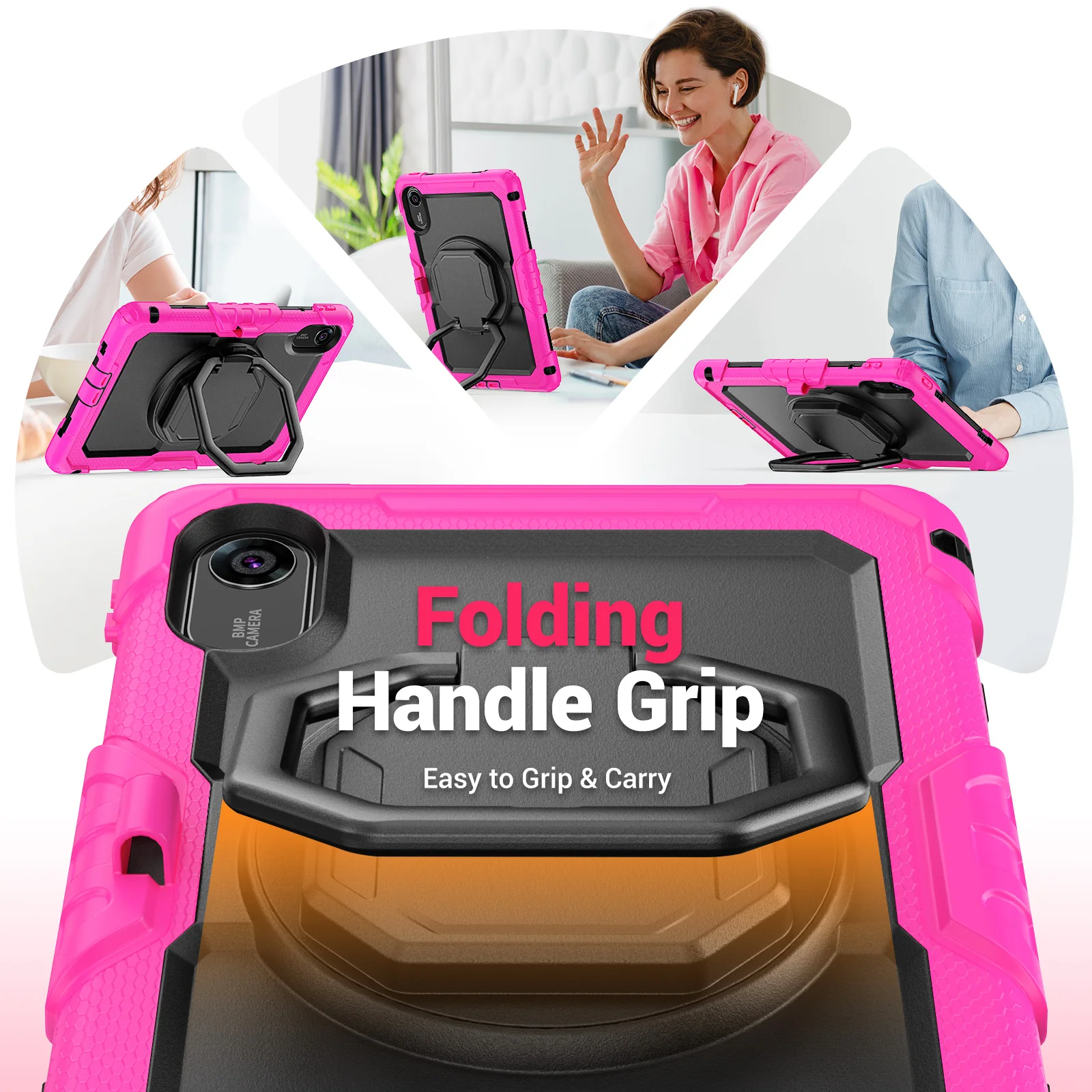 360 Rotatable Rugged Stand Case For Xiaomi Redmi Pad 2 2025 11.0 inch 25040RP0AG 25040RP0AI Heavy Duty Handle Grip Armor Cover