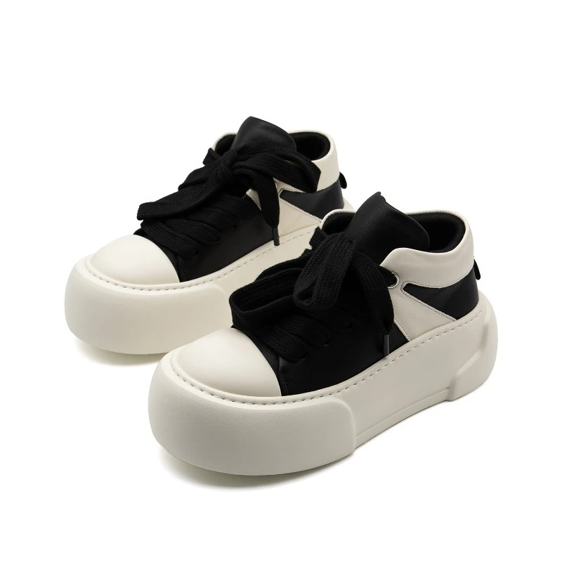 

Luxury Genuine Leather Thick Soled Platform Sport Shoes Men Height Increasing Casual Lace Up Fashion Single Shoes Male Sneakers