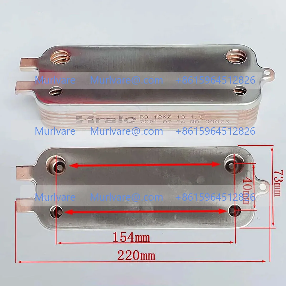 High Quality Gas Boiler Parts 13 Plates Flat Mouth Parallel Water Flow Plate Heat Exchanger For Wall-Mounted Furnace Replace