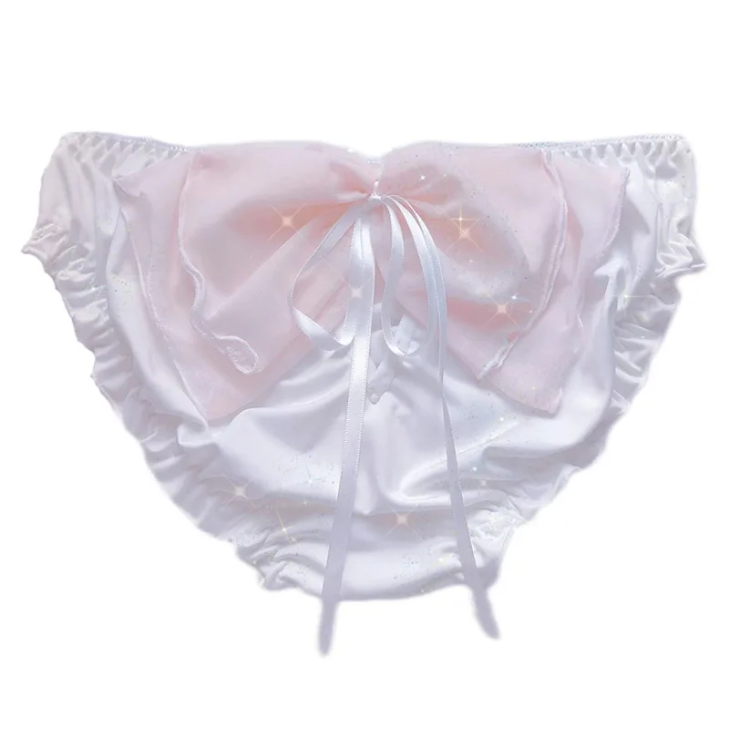 Kawaii Bowknot Milk Silk Underwear Cute Anime Sweet Lace Sexy Sports Style Low Waist Briefs New Birthday Gift