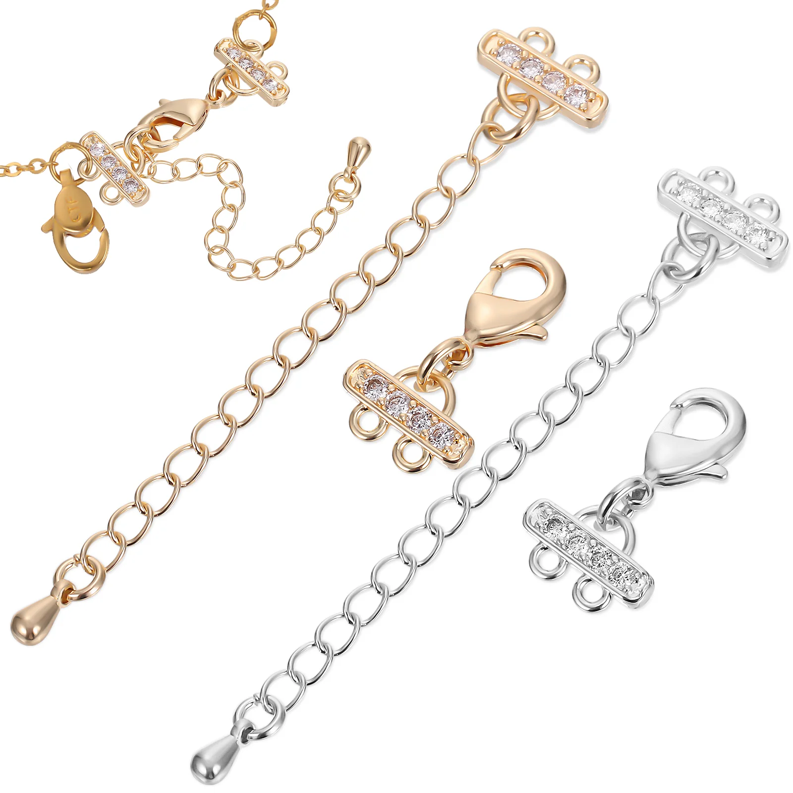 

Closures Necklace DIY Clamps Double Row Chains Copper Clasps For Bracelet Making Necklaces