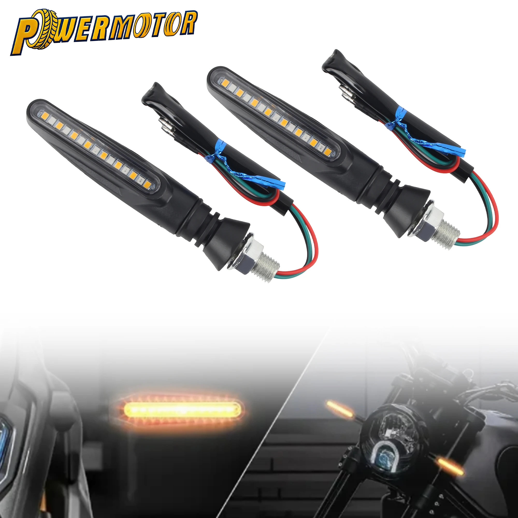 

2PCS Motorcycle M10 Turn Signal 12V LED Indicator Lamp Amber Flowing Blinker Light Waterproof DRL Scooter Universal Accessories