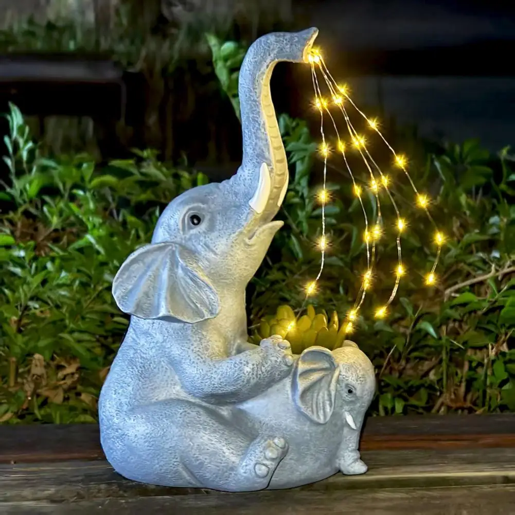 

Solar Elephant Lights Cute Resin Elephant Watering Lamp Waterproof Light for Yard Patio Lawn Decor Gift for Elephant Lovers