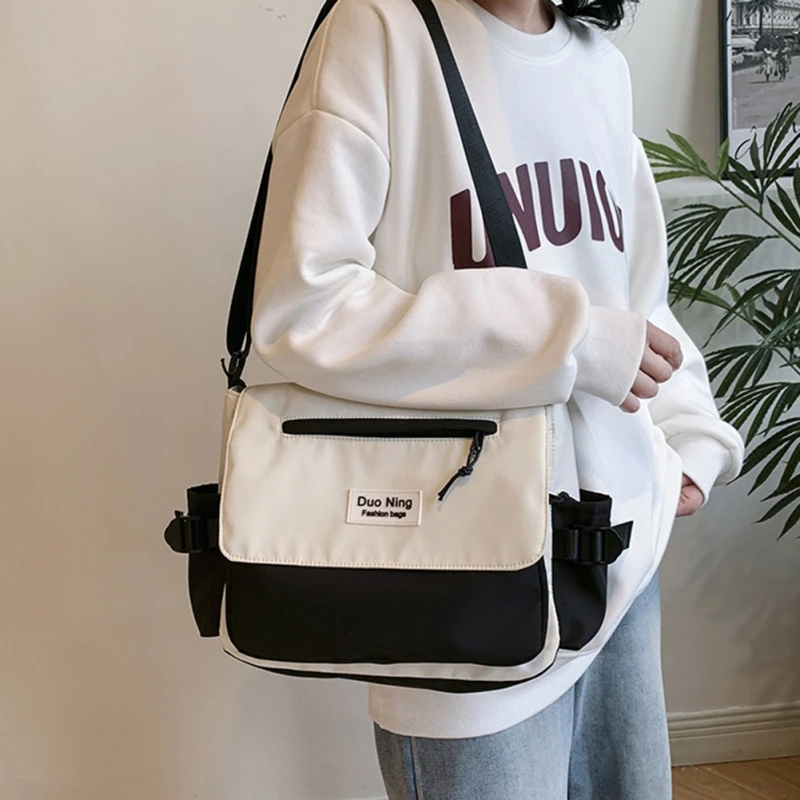 Fashion Canvas Crossbody Bags Female Messenger Bag Teenager Student Girls Boys Bookbag Shoulder Packet for Women Men